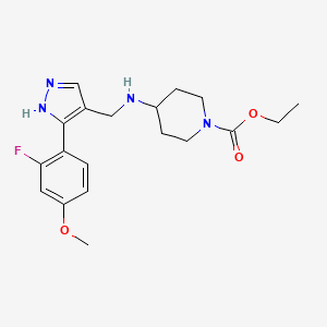 molecular formula C19H25FN4O3 B3769976 ethyl 4-({[3-(2-fluoro-4-methoxyphenyl)-1H-pyrazol-4-yl]methyl}amino)-1-piperidinecarboxylate 