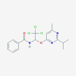 molecular formula C17H18Cl3N3O2 B377000 N-{2,2,2-trichloro-1-[(2-isopropyl-6-methyl-4-pyrimidinyl)oxy]ethyl}benzamide 