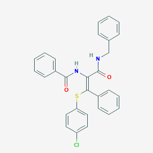 molecular formula C29H23ClN2O2S B377009 N-{1-[(benzylamino)carbonyl]-2-[(4-chlorophenyl)sulfanyl]-2-phenylvinyl}benzamide 
