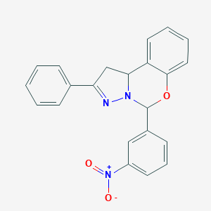 molecular formula C22H17N3O3 B377028 5-(3-Nitrophenyl)-2-phenyl-1,10b-dihydropyrazolo[1,5-c][1,3]benzoxazine CAS No. 256955-45-0