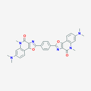 molecular formula C32H28N6O4 B377030 7-(dimethylamino)-2-{4-[7-(dimethylamino)-5-methyl-4-oxo-4,5-dihydro[1,3]oxazolo[4,5-c]quinolin-2-yl]phenyl}-5-methyl[1,3]oxazolo[4,5-c]quinolin-4(5H)-one 