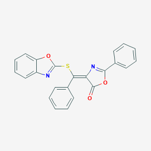 molecular formula C23H14N2O3S B377043 4-[(1,3-benzoxazol-2-ylsulfanyl)(phenyl)methylene]-2-phenyl-1,3-oxazol-5(4H)-one 