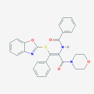 molecular formula C27H23N3O4S B377052 N-[2-(1,3-benzoxazol-2-ylsulfanyl)-1-(4-morpholinylcarbonyl)-2-phenylvinyl]benzamide 