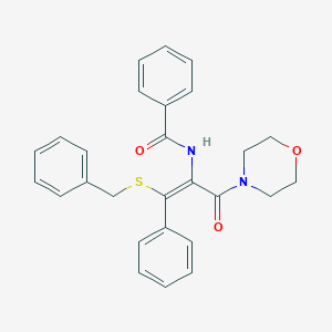 molecular formula C27H26N2O3S B377053 N-[2-(benzylsulfanyl)-1-(4-morpholinylcarbonyl)-2-phenylvinyl]benzamide 
