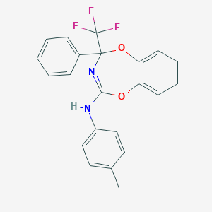 molecular formula C22H17F3N2O2 B377054 2-Phenyl-N-(4-methylphenyl)-2-(trifluoromethyl)-2H-1,5,3-benzodioxazepin-4(3H)-imine 