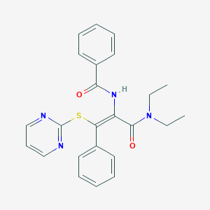 molecular formula C24H24N4O2S B377056 N-[1-[(diethylamino)carbonyl]-2-phenyl-2-(2-pyrimidinylsulfanyl)vinyl]benzamide 