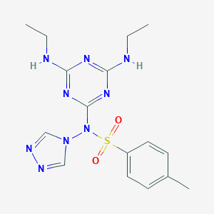 molecular formula C16H21N9O2S B377062 N-[4,6-bis(ethylamino)-1,3,5-triazin-2-yl]-4-methyl-N-(4H-1,2,4-triazol-4-yl)benzenesulfonamide CAS No. 132038-96-1