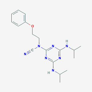 molecular formula C18H25N7O B377066 [4,6-Bis(propan-2-ylamino)-1,3,5-triazin-2-yl]-(2-phenoxyethyl)cyanamide CAS No. 300718-27-8