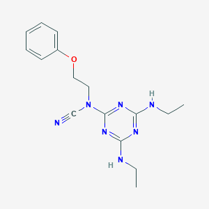 molecular formula C16H21N7O B377071 [4,6-Bis(ethylamino)-1,3,5-triazin-2-yl]-(2-phenoxyethyl)cyanamide CAS No. 306318-66-1