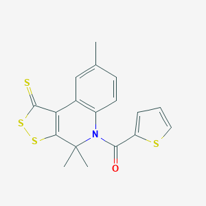 molecular formula C18H15NOS4 B377084 4,4,8-trimethyl-5-(2-thienylcarbonyl)-4,5-dihydro-1H-[1,2]dithiolo[3,4-c]quinoline-1-thione CAS No. 296272-12-3