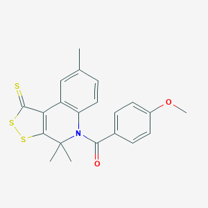 molecular formula C21H19NO2S3 B377088 5-(4-methoxybenzoyl)-4,4,8-trimethyl-4,5-dihydro-1H-[1,2]dithiolo[3,4-c]quinoline-1-thione CAS No. 190436-74-9