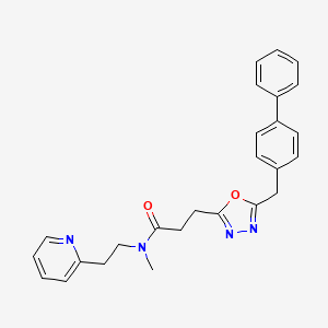 3-[5-(4-biphenylylmethyl)-1,3,4-oxadiazol-2-yl]-N-methyl-N-[2-(2-pyridinyl)ethyl]propanamide