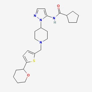 N-[2-[1-[[5-(oxan-2-yl)thiophen-2-yl]methyl]piperidin-4-yl]pyrazol-3-yl]cyclopentanecarboxamide