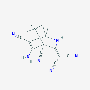molecular formula C15H14N6 B377155 5-Amino-3-(dicyanomethylene)-1,8,8-trimethyl-2-azabicyclo[2.2.2]oct-5-ene-4,6-dicarbonitrile CAS No. 145931-52-8