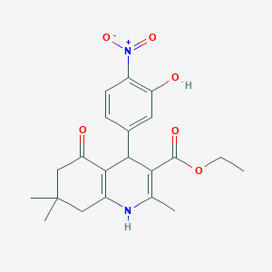 molecular formula C21H24N2O6 B377161 Ethyl 4-{3-hydroxy-4-nitrophenyl}-2,7,7-trimethyl-5-oxo-1,4,5,6,7,8-hexahydro-3-quinolinecarboxylate 