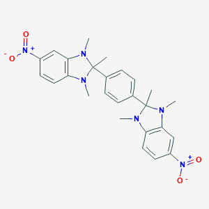 molecular formula C26H28N6O4 B377179 5-nitro-2-(4-{5-nitro-1,2,3-trimethyl-2,3-dihydro-1H-benzimidazol-2-yl}phenyl)-1,2,3-trimethyl-2,3-dihydro-1H-benzimidazole 