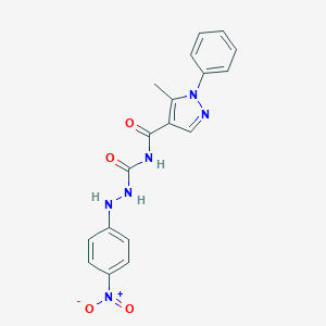 molecular formula C18H16N6O4 B377185 N-[(2-{4-nitrophenyl}hydrazino)carbonyl]-5-methyl-1-phenyl-1H-pyrazole-4-carboxamide 