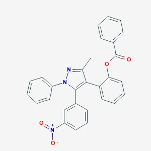 molecular formula C29H21N3O4 B377191 2-(5-{3-nitrophenyl}-3-methyl-1-phenyl-1H-pyrazol-4-yl)phenyl benzoate 