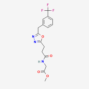 molecular formula C16H16F3N3O4 B3771924 methyl N-(3-{5-[3-(trifluoromethyl)benzyl]-1,3,4-oxadiazol-2-yl}propanoyl)glycinate 