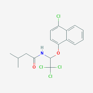 molecular formula C17H17Cl4NO2 B377196 3-methyl-N-{2,2,2-trichloro-1-[(4-chloro-1-naphthyl)oxy]ethyl}butanamide 
