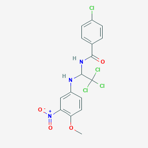 molecular formula C16H13Cl4N3O4 B377208 4-chloro-N-(2,2,2-trichloro-1-{3-nitro-4-methoxyanilino}ethyl)benzamide 
