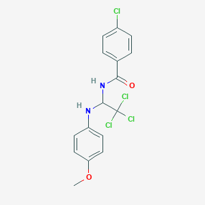 molecular formula C16H14Cl4N2O2 B377214 4-chloro-N-[2,2,2-trichloro-1-(4-methoxyanilino)ethyl]benzamide 