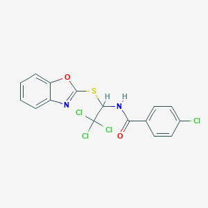 molecular formula C16H10Cl4N2O2S B377215 N-[1-(1,3-benzoxazol-2-ylsulfanyl)-2,2,2-trichloroethyl]-4-chlorobenzamide 