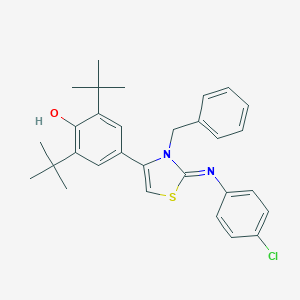 molecular formula C30H33ClN2OS B377231 4-{3-Benzyl-2-[(4-chlorophenyl)imino]-2,3-dihydro-1,3-thiazol-4-yl}-2,6-ditert-butylphenol 