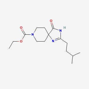 molecular formula C15H25N3O3 B3772314 ethyl 2-(3-methylbutyl)-4-oxo-1,3,8-triazaspiro[4.5]dec-1-ene-8-carboxylate 