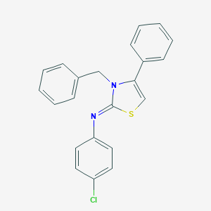 molecular formula C22H17ClN2S B377233 3-benzyl-N-(4-chlorophenyl)-4-phenyl-1,3-thiazol-2-imine CAS No. 380654-37-5