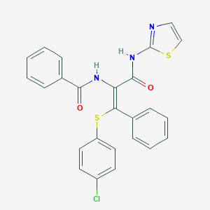 N-{2-[(4-chlorophenyl)sulfanyl]-2-phenyl-1-[(1,3-thiazol-2-ylamino)carbonyl]vinyl}benzamide