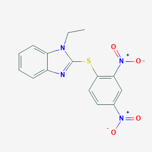 molecular formula C15H12N4O4S B377248 2-(2,4-Dinitrophenyl)sulfanyl-1-ethylbenzimidazole CAS No. 84669-78-3