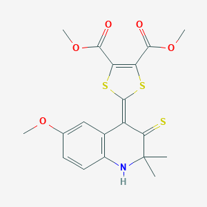 molecular formula C19H19NO5S3 B377256 dimethyl 2-(6-methoxy-2,2-dimethyl-3-sulfanylidene-1H-quinolin-4-ylidene)-1,3-dithiole-4,5-dicarboxylate CAS No. 258267-13-9