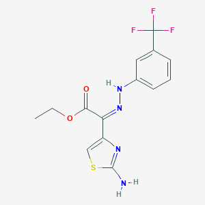 ethyl (2Z)-2-(2-amino-1,3-thiazol-4-yl)-2-[[3-(trifluoromethyl)phenyl]hydrazinylidene]acetate