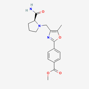 molecular formula C18H21N3O4 B3772783 methyl 4-(4-{[(2S)-2-(aminocarbonyl)-1-pyrrolidinyl]methyl}-5-methyl-1,3-oxazol-2-yl)benzoate 