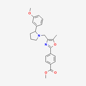 molecular formula C24H26N2O4 B3772986 methyl 4-(4-{[2-(3-methoxyphenyl)-1-pyrrolidinyl]methyl}-5-methyl-1,3-oxazol-2-yl)benzoate 