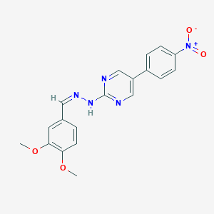 molecular formula C19H17N5O4 B377303 3,4-Dimethoxybenzaldehyde (5-{4-nitrophenyl}-2-pyrimidinyl)hydrazone 