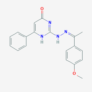 2-[(2Z)-2-[1-(4-methoxyphenyl)ethylidene]hydrazinyl]-6-phenyl-1H-pyrimidin-4-one