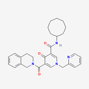 N-cyclooctyl-5-(3,4-dihydro-1H-isoquinoline-2-carbonyl)-4-oxo-1-(pyridin-2-ylmethyl)pyridine-3-carboxamide