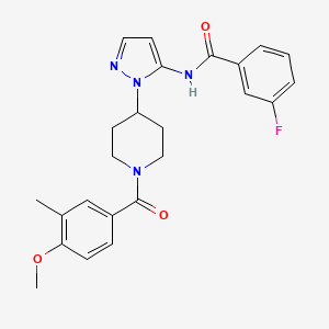 3-fluoro-N-{1-[1-(4-methoxy-3-methylbenzoyl)-4-piperidinyl]-1H-pyrazol-5-yl}benzamide