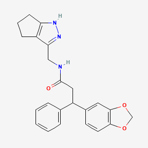 3-(1,3-benzodioxol-5-yl)-3-phenyl-N-(1,4,5,6-tetrahydrocyclopenta[c]pyrazol-3-ylmethyl)propanamide