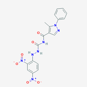 molecular formula C18H15N7O6 B377352 N-[(2-{2,4-dinitrophenyl}hydrazino)carbonyl]-5-methyl-1-phenyl-1H-pyrazole-4-carboxamide 