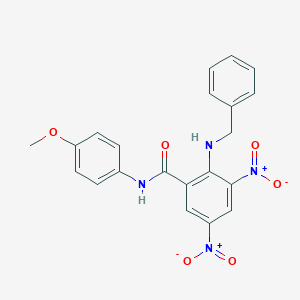 molecular formula C21H18N4O6 B377362 2-(benzylamino)-3,5-bisnitro-N-(4-methoxyphenyl)benzamide 