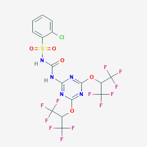 molecular formula C16H8ClF12N5O5S B377364 2-[({[(2-Chlorophenyl)sulfonyl]amino}carbonyl)amino]-4,6-bis[2,2,2-trifluoro-1-(trifluoromethyl)ethoxy]-1,3,5-triazine 
