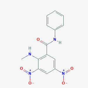 molecular formula C14H12N4O5 B377365 2-(methylamino)-3,5-dinitro-N-phenylbenzamide 
