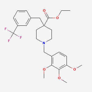 molecular formula C26H32F3NO5 B3773883 ethyl 4-[3-(trifluoromethyl)benzyl]-1-(2,3,4-trimethoxybenzyl)-4-piperidinecarboxylate 