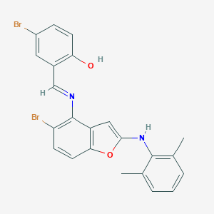 molecular formula C23H18Br2N2O2 B377394 4-Bromo-2-({[5-bromo-2-(2,6-dimethylanilino)-1-benzofuran-4-yl]imino}methyl)phenol 