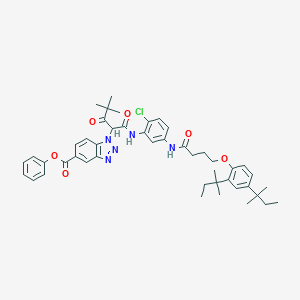 B037740 1-[1-[N-[2-Chloro-5-[4-(2,4-di-tert-pentylphenoxy)butyrylamino]phenyl]carbamoyl]-3,3-dimethyl-2-oxobutyl]-1H-benzotriazole-5-carboxylic acid phenyl ester CAS No. 111631-53-9