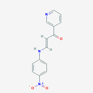 molecular formula C14H11N3O3 B377430 3-{4-Nitroanilino}-1-(3-pyridinyl)-2-propen-1-one 