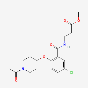 molecular formula C18H23ClN2O5 B3774565 methyl N-{2-[(1-acetyl-4-piperidinyl)oxy]-5-chlorobenzoyl}-beta-alaninate 